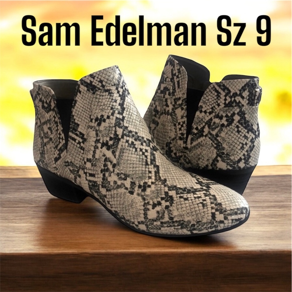 Circus by Sam Edelman Ivory Snake 🐍 Print Ankle Boots Size 9 NWT